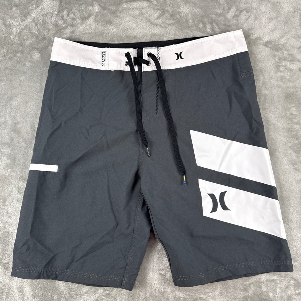 Hurley Mens Board Shorts Size 30 Charcoal Grey White Colorblock MBS0007030